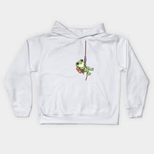 Cute frog Abseiling Kids Hoodie